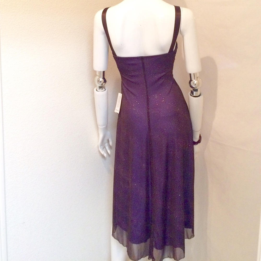 Jodi Kristopher Sparkling Deep Purple V-Neck High-Low Dress - Picture 3 of 4